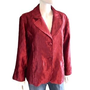 Chico’s satin blazer jacket silky red Christmas holiday small